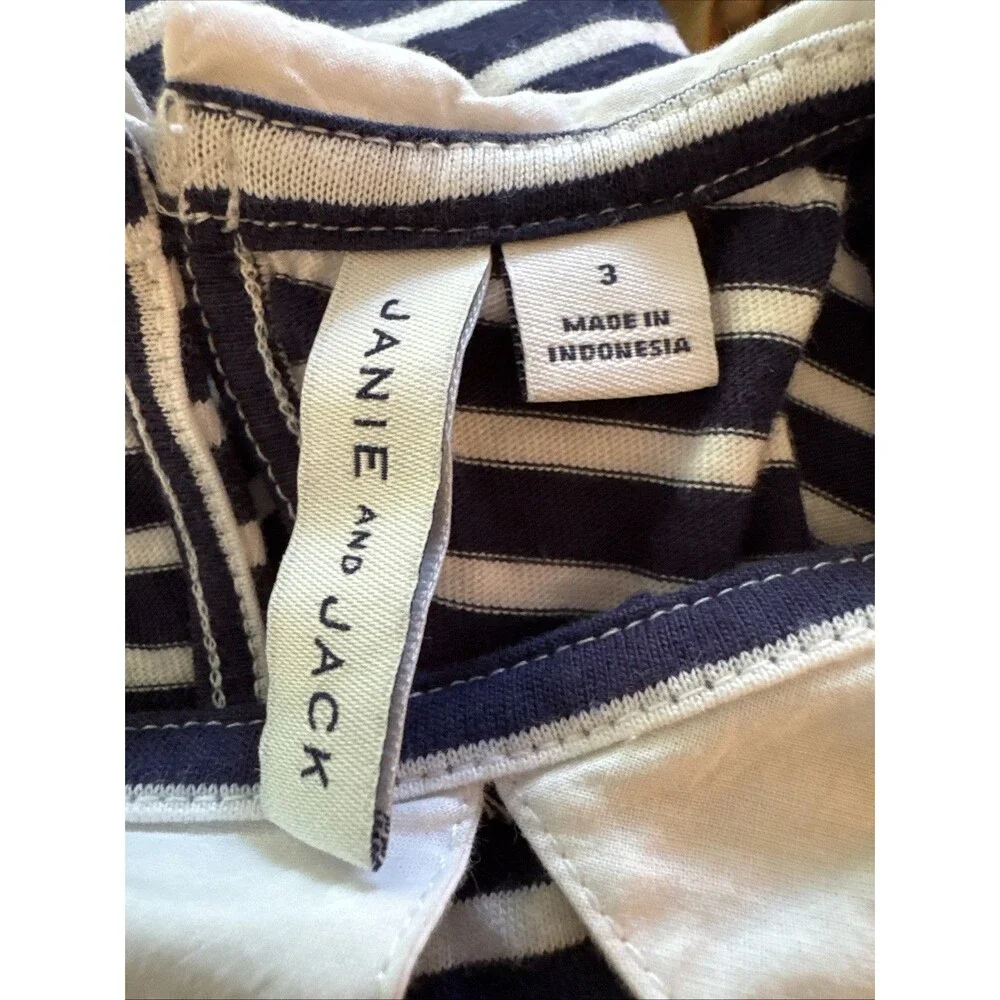 Janie and Jack Merchant Marine Striped Collared Top Girls 3 Nautical Cotton
